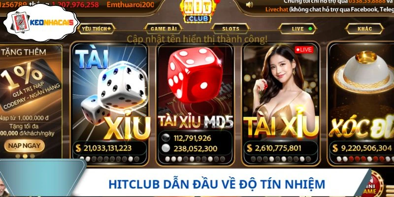 Hitclub dẫn đầu về độ tín nhiệm từ bet thủ